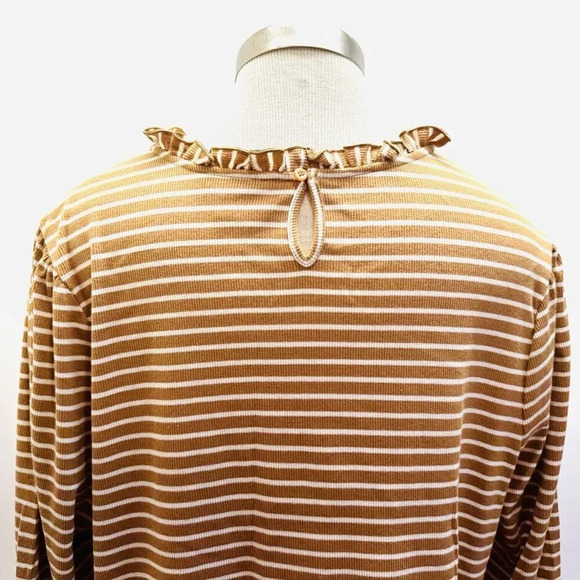 NWT CROFT & BARROW Women Long Sleeve Pullover High Neck Striped Brown Shirt 2X - Picture 9 of 15